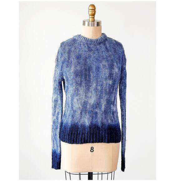 Altuzarra Blue Navy Hand Dyed 100% Silk Ribbon Knit Ombré Top - Picture 1 of 15